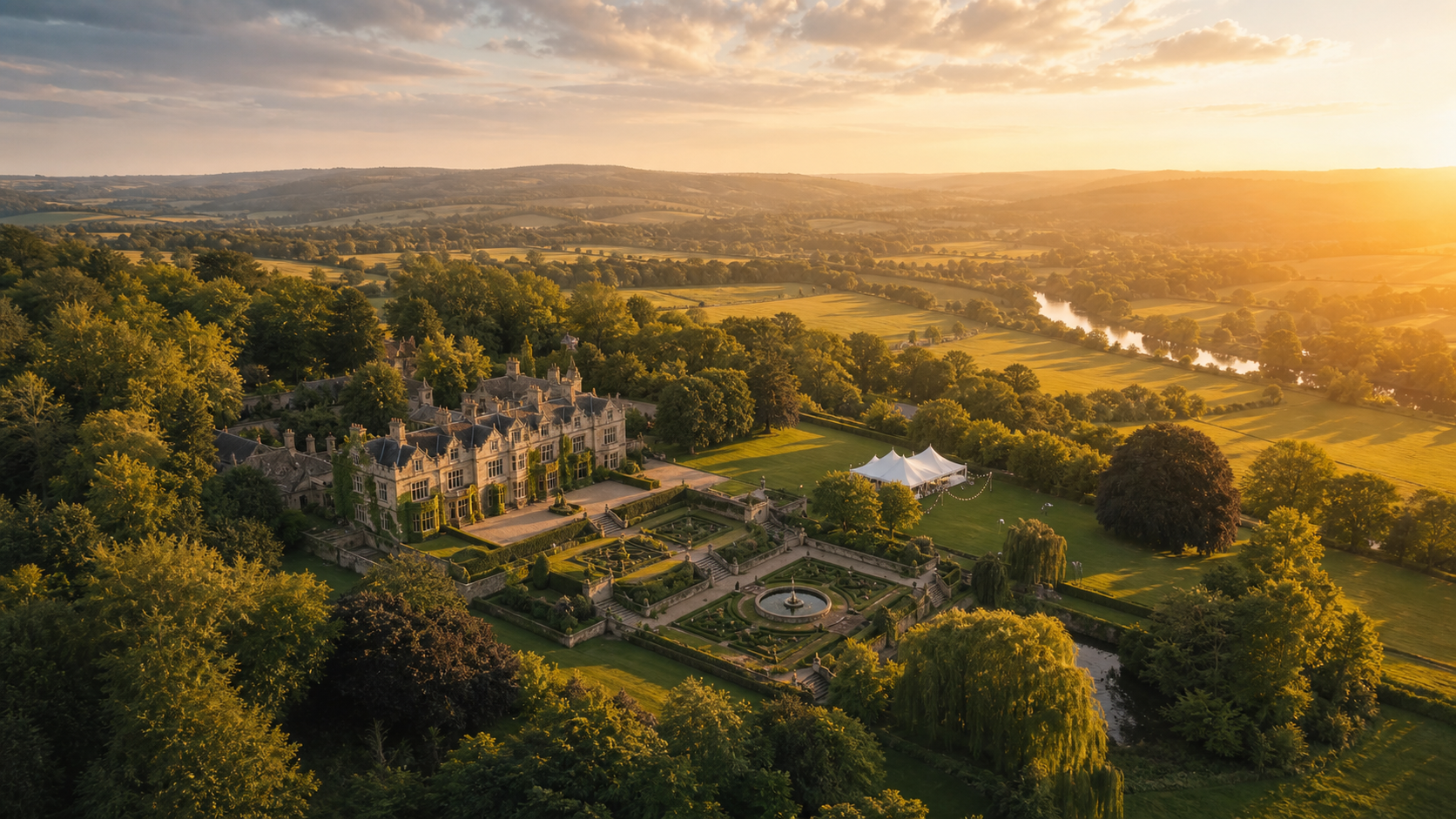 Luxury construction project photographed from above